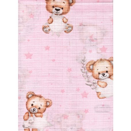Mintás textil pelenka 1db-os - Maci  rózsaszín 