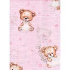 Mintás textil pelenka 1db-os - Maci  rózsaszín 