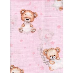 Mintás textil pelenka 1db-os - Maci  rózsaszín 