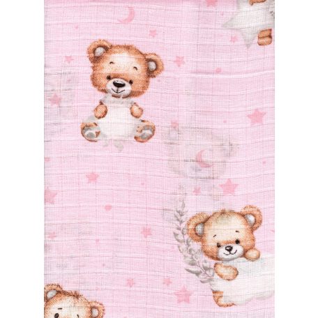 Mintás textil pelenka 1db-os - Maci  rózsaszín 