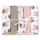 Sensillo 5  db-os színes,mintás textil pelenka - Teddy Pink