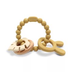 Lorelli Nyuszi szilikon és bükkfa rágóka - Yellow