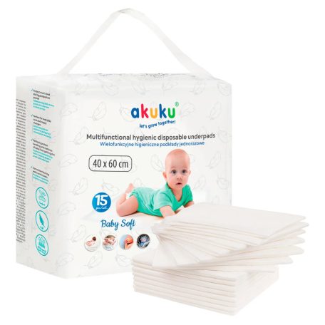 Akuku baby soft eldobható pelenkázó alátét 40*60 cm - 15 db