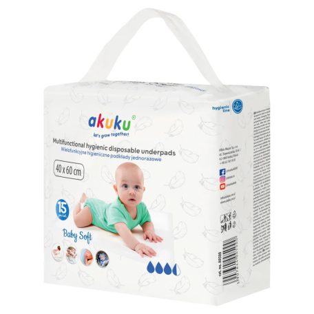 Akuku baby soft eldobható pelenkázó alátét 40*60 cm - 15 db