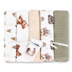   Sensillo 5  db-os színes,mintás textil pelenka - Teddy Beige