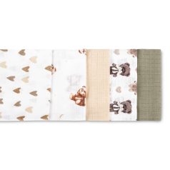   Sensillo 5  db-os színes,mintás textil pelenka - Teddy Beige