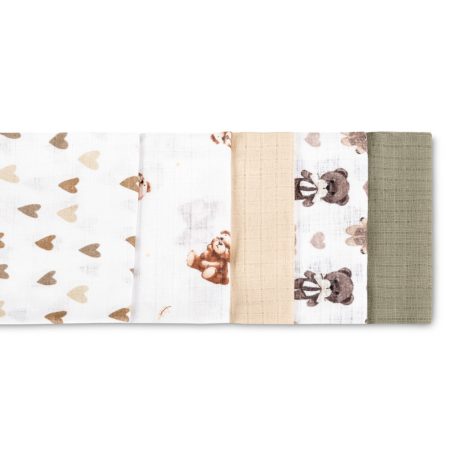 Sensillo 5  db-os színes,mintás textil pelenka - Teddy Beige
