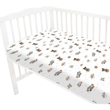 Baby Shop 60*120 cm pamut,gumis lepedő - bézs maci