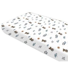 Baby Shop 60*120 cm pamut,gumis lepedő - kék maci
