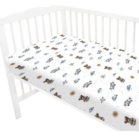 Baby Shop 60*120 cm pamut,gumis lepedő - kék maci