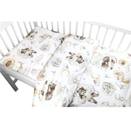 Baby Shop ágynemű huzat 90*120cm - Felhőn alvó állatok bézs