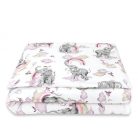 Baby Shop ágynemű huzat 90*120cm - szivárványos elefánt rózsaszín 