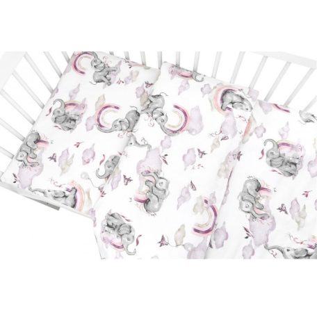 Baby Shop ágynemű huzat 90*120cm - szivárványos elefánt rózsaszín 