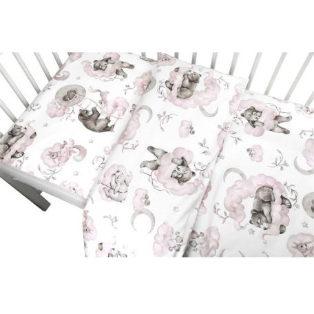 Baby Shop ágynemű huzat 90*120cm - Felhőn alvó állatok rózsaszín