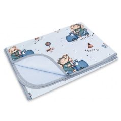   Baby Shop pamut kétoldalas babapléd 75*100 cm  - Kék Dinó Autó 