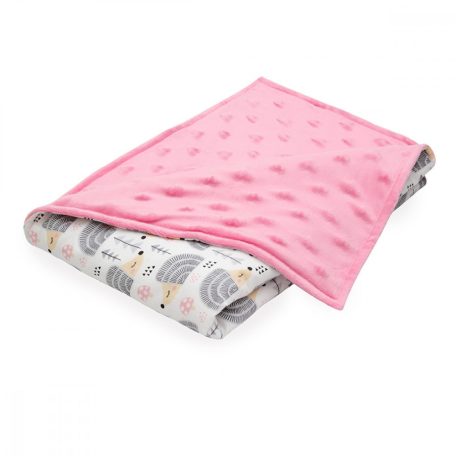 Scamp Minky kétoldalú takaró 75*100 cm  - Pink Hedgehog Grey