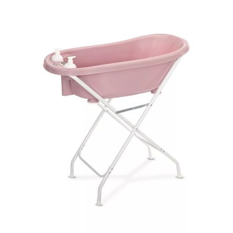 Lorelli kád leeresztő dugóval, babatartóval 88 cm + kádállvány - Nordic Pink