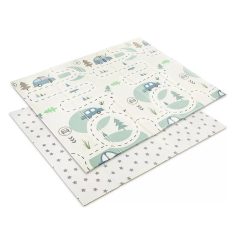   Lorelli Összehajtható 2 oldalas thermo játszószőnyeg 180x200cm - Blue Funny city & stars