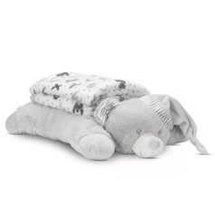   Lorelli Poffy Duo takaró 75x90 cm párnával 45x30 cm - White Grey Teddy Bear