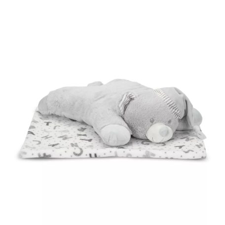 Lorelli Poffy Duo takaró 75x90 cm párnával 45x30 cm - White Grey Teddy Bear