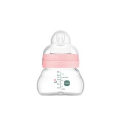   Mam  Feel Good 90ml  Premium üvegből készült cumisüveg Extra lassú átfolyás 0+ rózsaszín