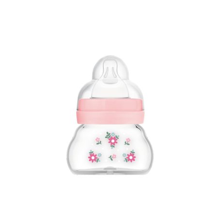 Mam  Feel Good 90ml  Premium üvegből készült cumisüveg Extra lassú átfolyás 0+ rózsaszín