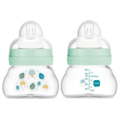   Mam  Feel Good 90ml  Premium üvegből készült cumisüveg Extra lassú átfolyás 0+ pasztell kék