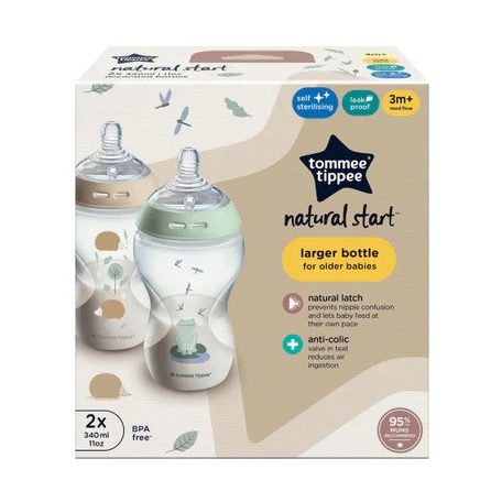 Tommee Tippee Natural Start 2*340ml cumisüveg 3 hó + (Süni/ Béka)