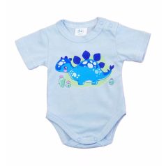 Rövid ujjú baba body - kék dinó (50)