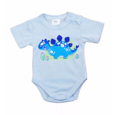 Rövid ujjú baba body - kék dinó (56)