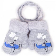 Yo! Bébi téli kesztyű 10 cm - Szürke repülőgép