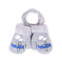 Yo! Bébi téli kesztyű 10 cm - Szürke repülőgép