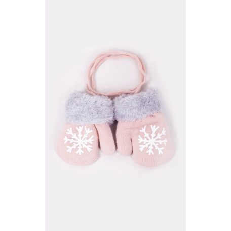 Yo!club téli kesztyű 10 cm - halvány rózsaszín/hópihe