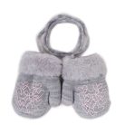 Yo!club téli kesztyű 12 cm - szürke/rózsaszín szívecskék
