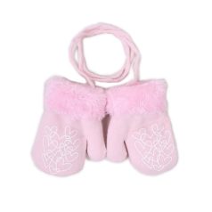   Yo!club téli kesztyű 12 cm - rózsaszín/fehér szívecskék