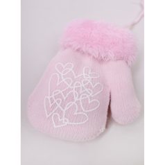   Yo!club téli kesztyű 12 cm - rózsaszín/fehér szívecskék