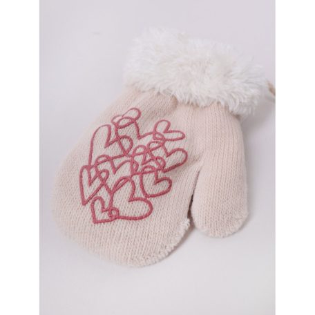 Yo!club téli kesztyű 12 cm - krém/szívecskék