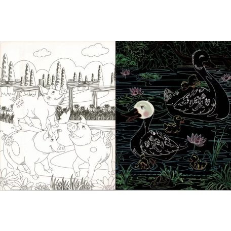 Rejtőzködő kedvencek - Kifestőfüzet kaparós és színezős oldalakkal