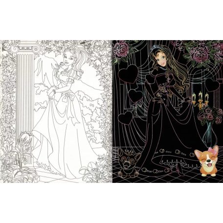 Rejtőzködő hercegnők - Kifestőfüzet kaparós és színezős oldalakkal 