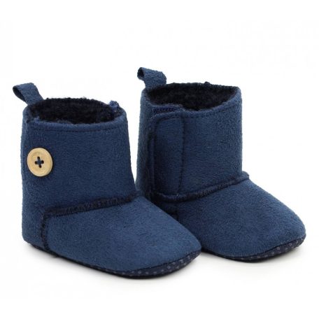Yoclub babakocsi cipő 0-6 hó - sötétkék/gomb díszítéssel