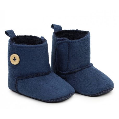 Yoclub babakocsi cipő 6-12 hó - sötétkék/gomb díszítéssel