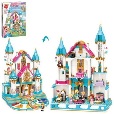 QMAN® 32015 készségfejlesztő építőjáték lányoknak 1169 db építőkocka - Leah hercegnő hatalmas virágkastélya