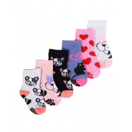 Yoclub ABS csúszásgátlós zokni 23/26 - rózsaszín/piros szívek