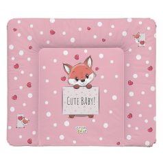   Babastar puha pelenkázó lap 85*75 cm - Rózsaszín szívecskés róka 