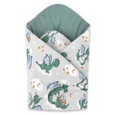 Baby Shop kókuszpólya 75x75cm - szürke/zöld sárkány 