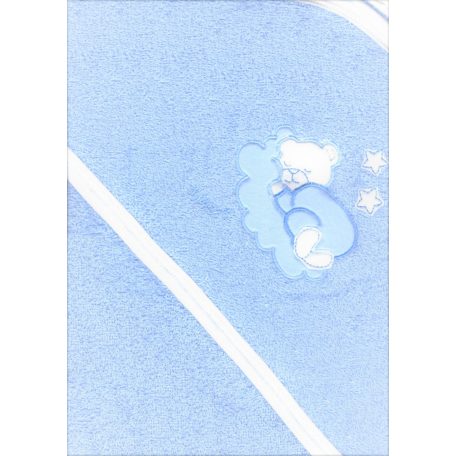 Trimex kapucnis,frottír fürdőlepedő 70*80 cm - kék alvó maci