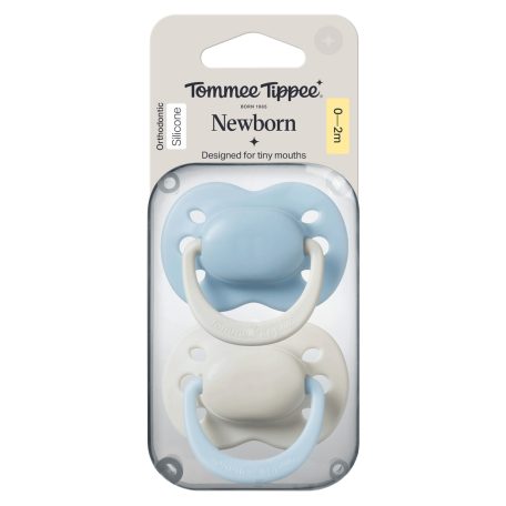 Tommee Tippee Newborn Újszülött szilikon cumi 0-2 hó 2 db - Kék/Krém