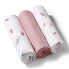 BabyOno 3 db-os színes,mintás bambusz textilpelenka - rózsaszín 