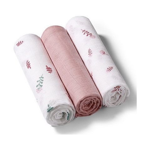 BabyOno 3 db-os színes,mintás bambusz textilpelenka - rózsaszín 