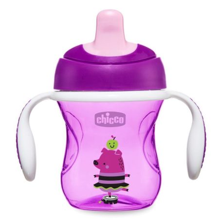 Chicco Training Cup 2in1 gyakorló-itatópohár kivehető szeleppel 6m+ 200ml - lila